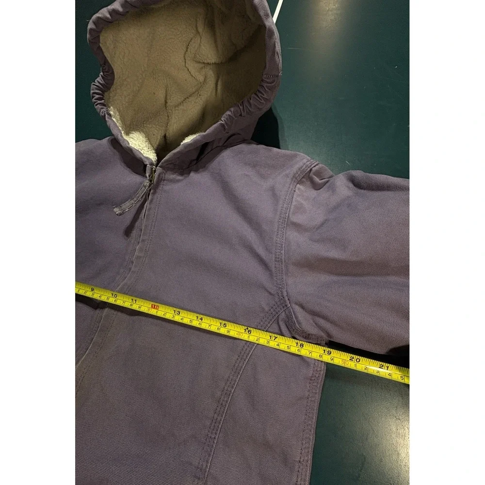 Blue Mountain Lined Full Zip Hooded Workwear Canvas Purple Sherpa Kids Medium‎